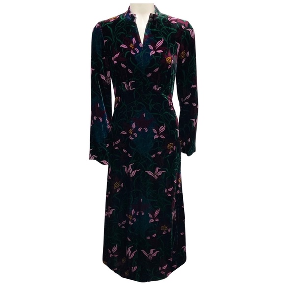 ME + EM BLACK / BLUE / PURPLE / PINK SILK BLEND VELVET DARK GRAPHIC TULIP PRINT - Picture 1 of 5